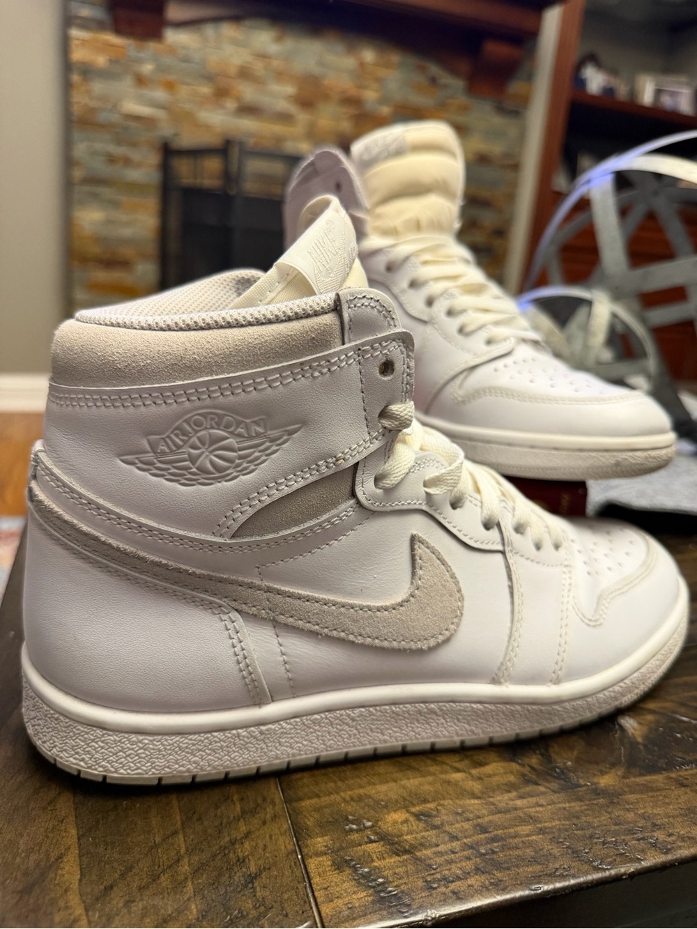 Nike Air Jordan 1 High Triple White with Cream Suede Swoosh
